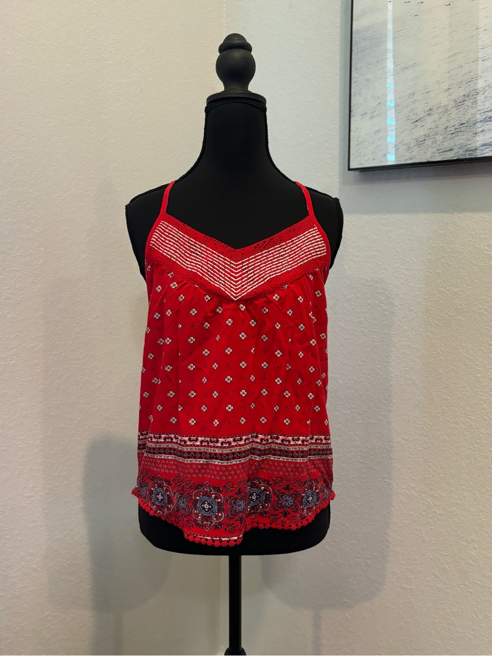 Crave Fame by Almost Famous Red White and Blue Racerback Halter Top (Junior M)